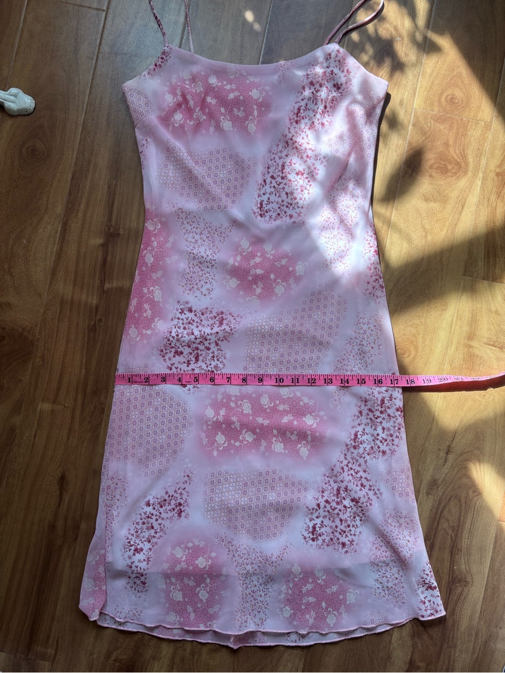 Vintage Pink Floral Slip Dress with Spaghetti Straps - Picture 13 of 15